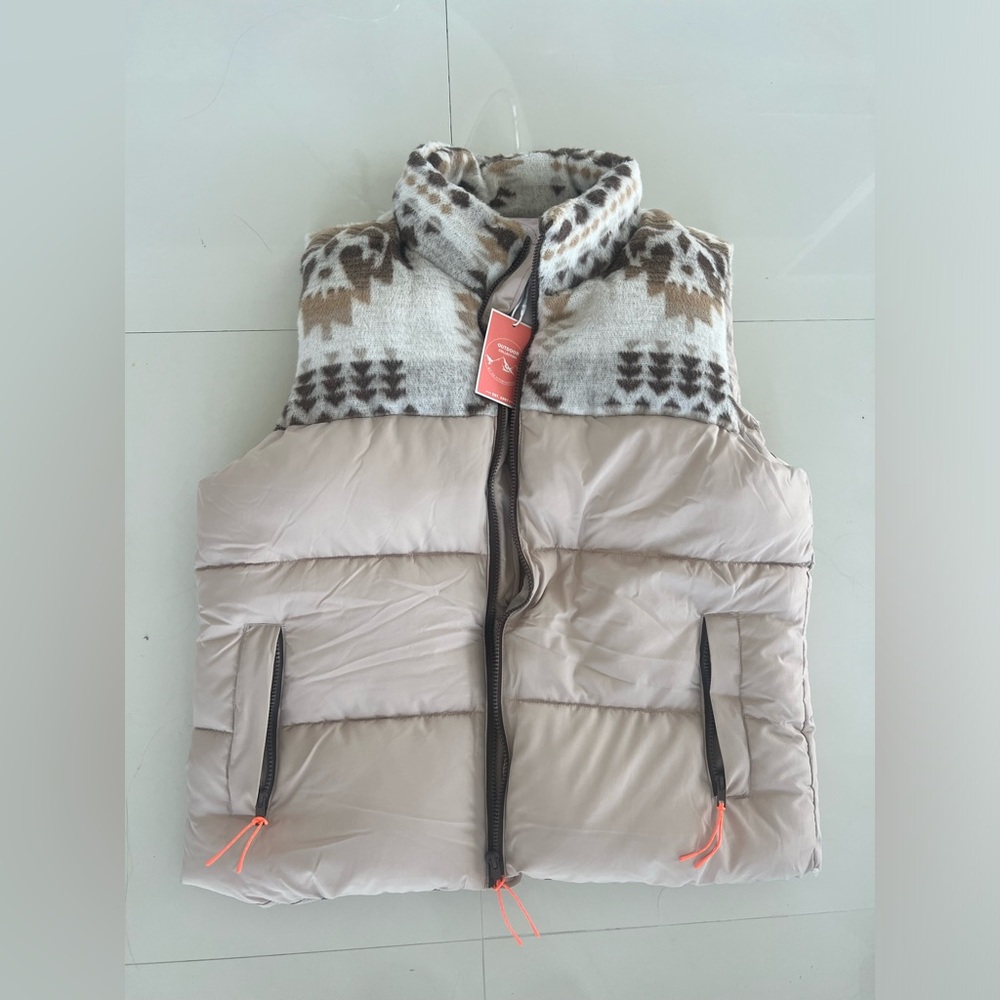 26 International Beige and Brown Puffer Vest Size XL